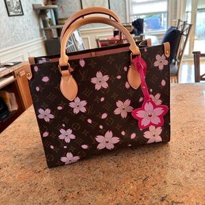 Floral Tote Bag - Brown and Pink